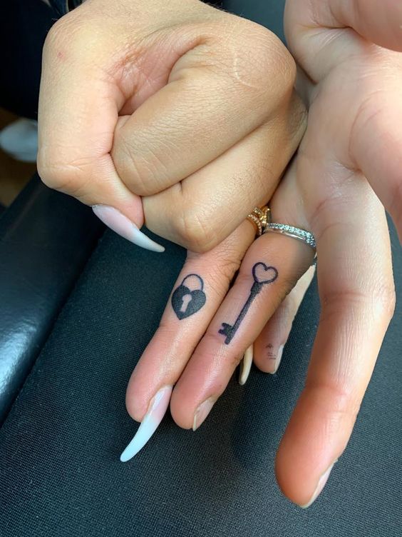 Couple’s Matching finger tattoo ideas