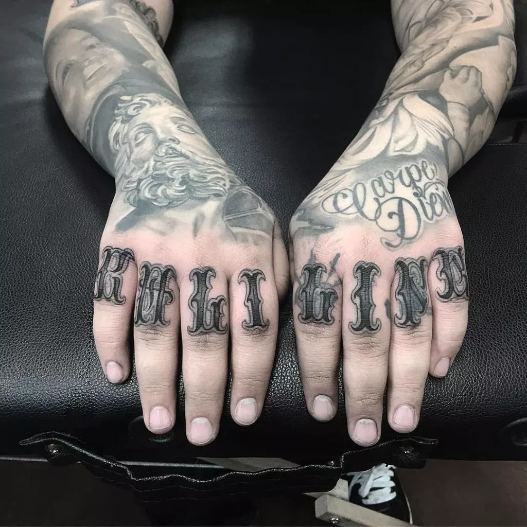 Lettering finger tattoo ideas